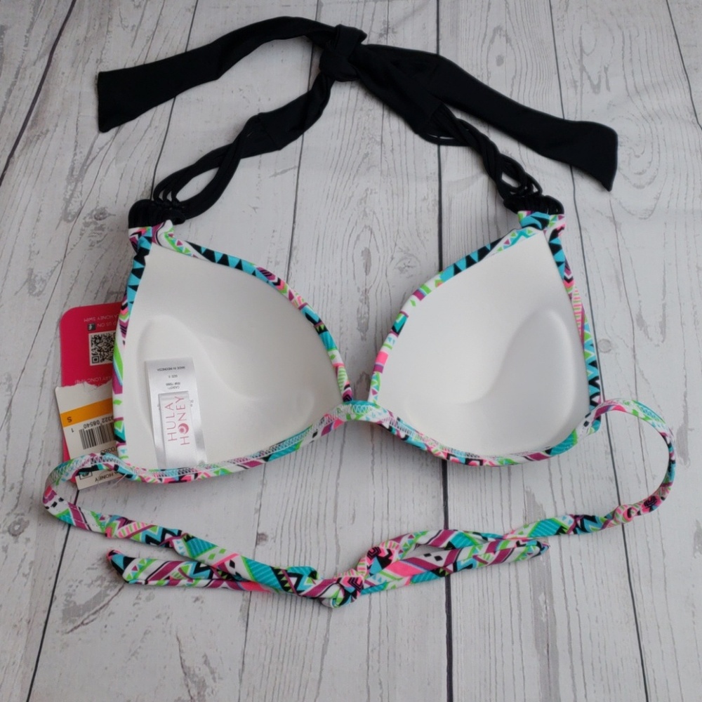 Hula Honey Push Up Tribal Bikini Top Strappy S - Picture 2 of 7
